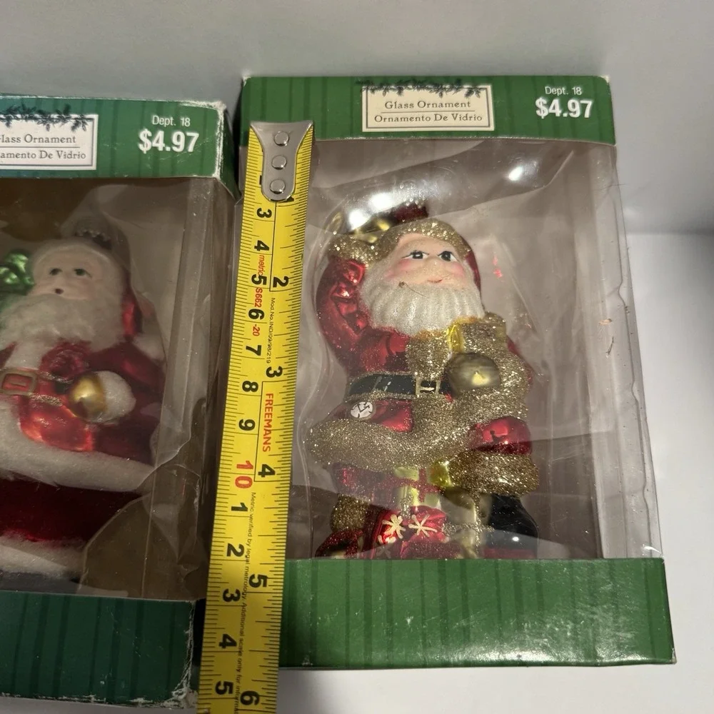 Vintage Walmart Glass Santa Ornaments Set of 3 - 5